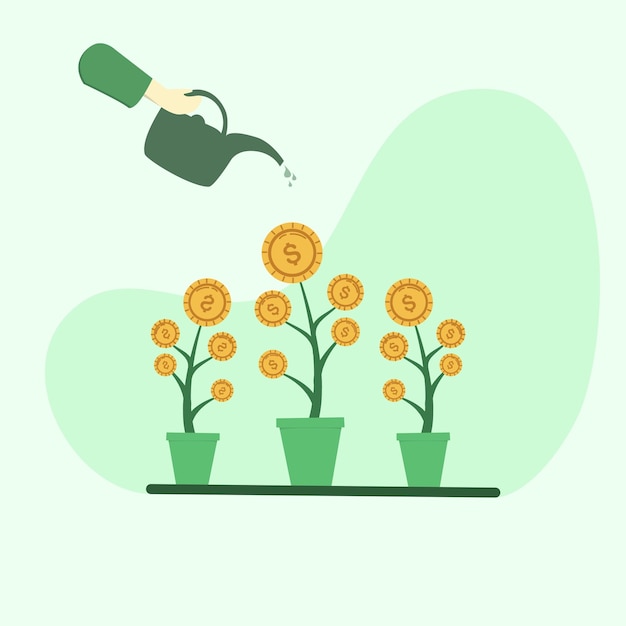 vector design of watering money plant This design is suitable for saving investing and insurance