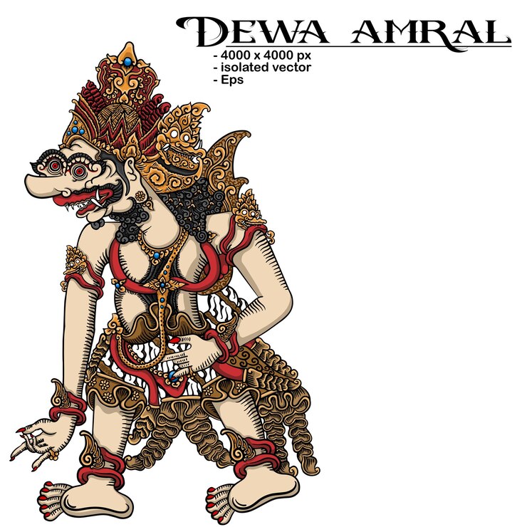 Vector vector design of wayang kulit characters from indonesia