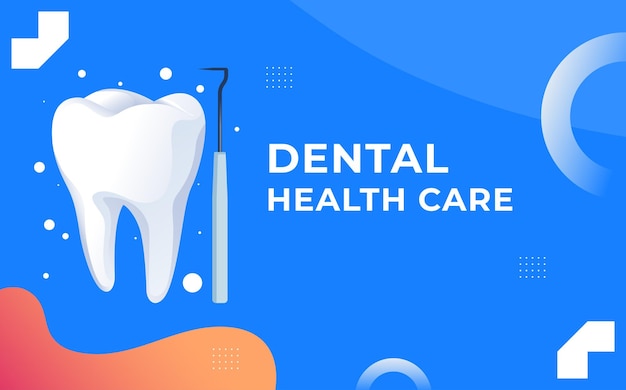 Vector design with oral health concept dental health in children and adults regular dental care