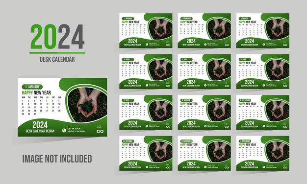 Vector vector desk calendar 2024 template