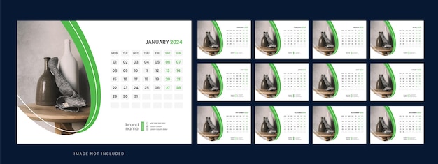 Vector desk calendar template 2024