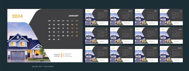 Vector vector desk calendar template 2024