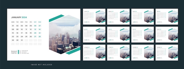 Vector vector desk calendar template 2024