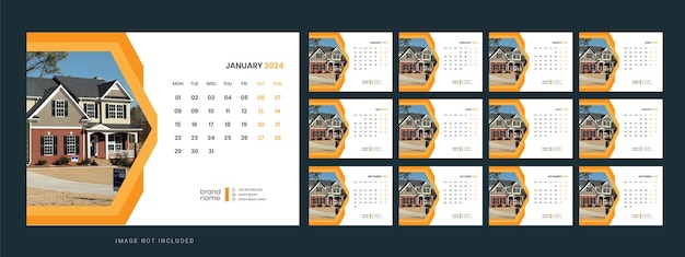 Vector vector desk calendar template 2024