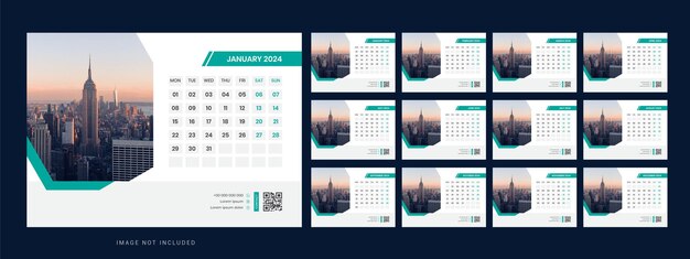 Vector vector desk calendar template 2024