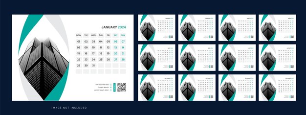 Vector vector desk calendar template 2024