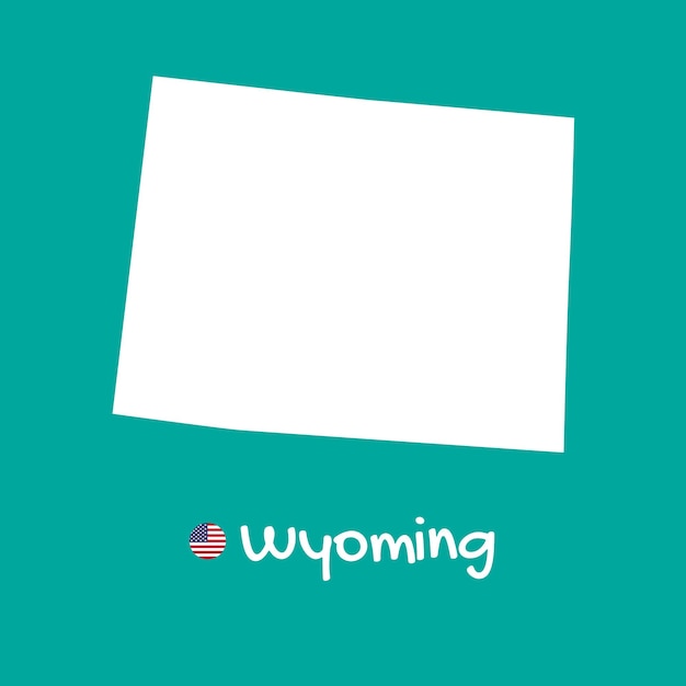 Vector detailed map of Wyoming isolated on blue background. Silhouette or borders of USA state.