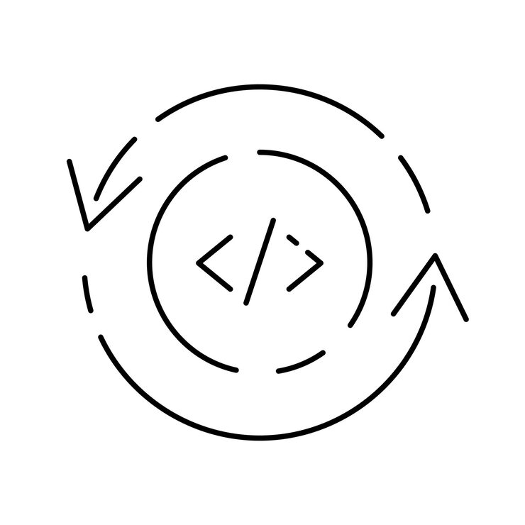 Vector vector devops icons editable stroke software development and it operations symbols test release monitor operate deploy plan code build coding and programming line icon