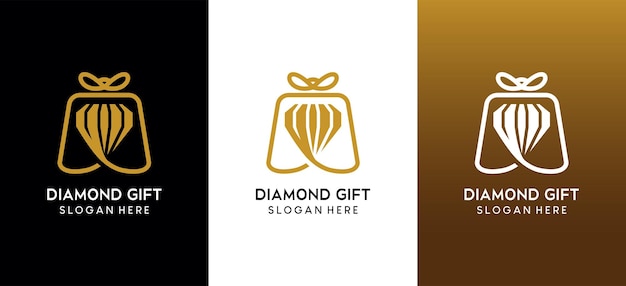 Design del logo del regalo del diamante di vettore con il concetto creativo