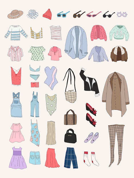 Vector of different types of clothes