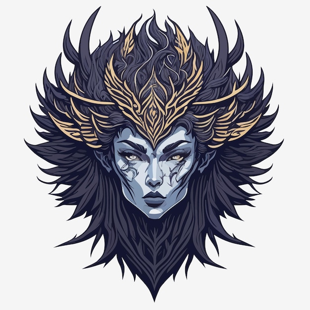 Premium Vector | A vector digital art vintage outline goddess design ...