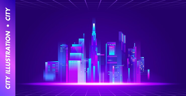 Vector vector digital cyber city illustration background