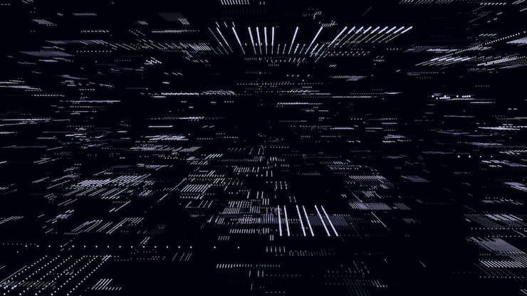 Vector vector digital database cyberspace decoding algorithms hacked software cyber security with moving particles big data visualization