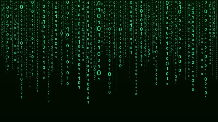Vector vector digital green background of streaming binary code matrix background with numbers 10 coding or hacking concept