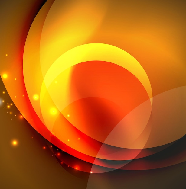 Vector digital illustration glowing waves and circles