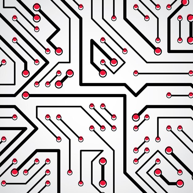 Vettore sfondo di tecnologia digitale vettoriale con elementi del circuito stampato, struttura dello schema del computer. componente del dispositivo, illustrazione astratta del microprocessore.