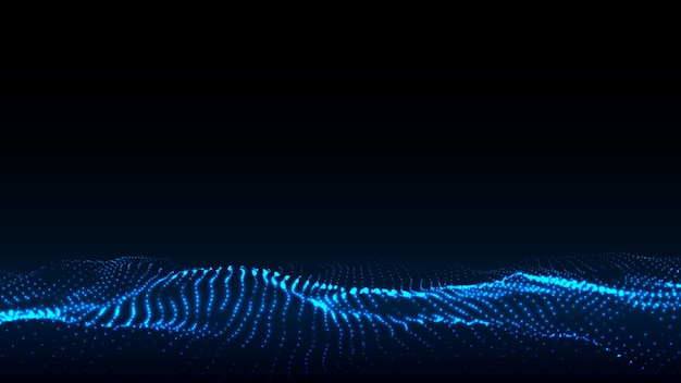 Vector digitale technologie golf Donkere cyberspace met bewegende punten en lijnen Futuristische digitale achtergrond Big data analytics
