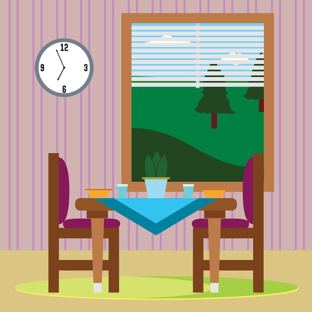 Vector vector dining room illustration