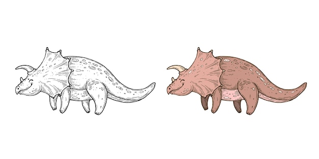 Grafica inkline fatta a mano di dinosauri vettoriali