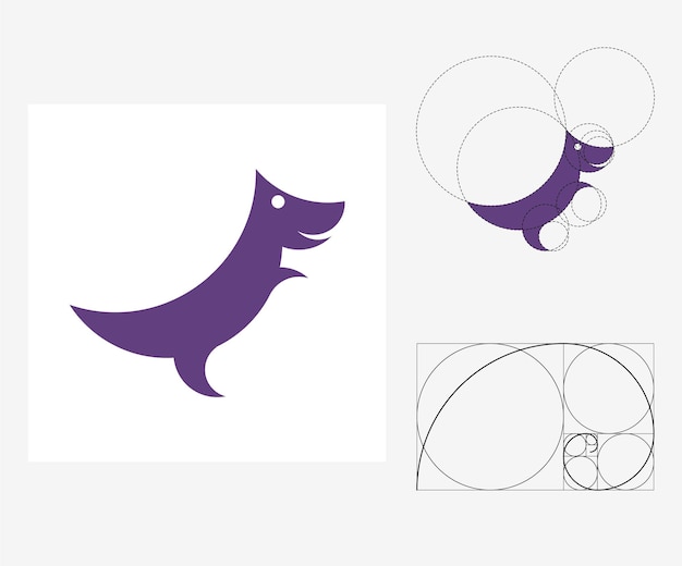 Vector dinosaur in golden ratio style. editable illustration