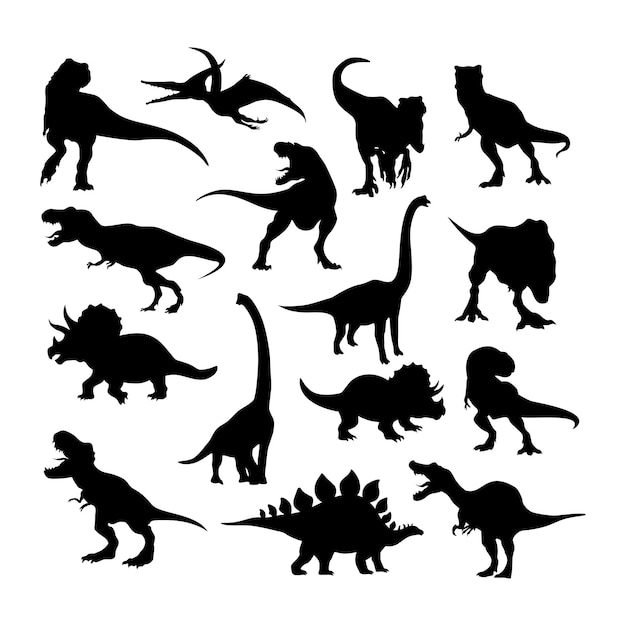 Vector vector dinosaur silhouettes set