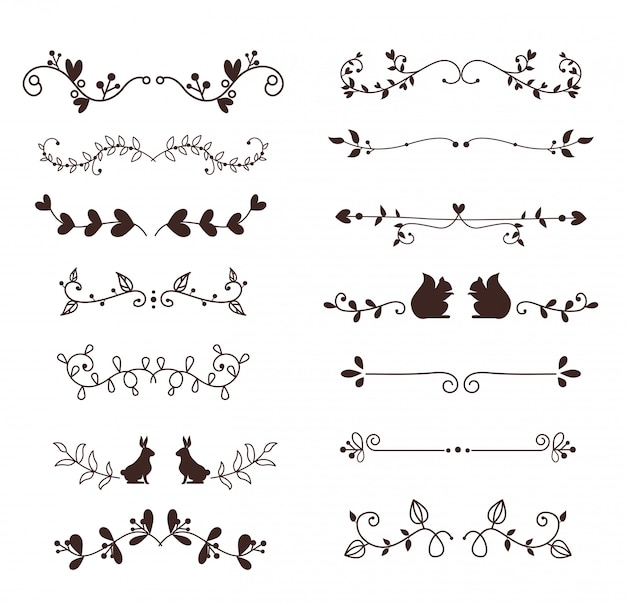 Vector vector dividers calligraphic line element.