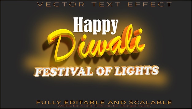 Vector vector diwali 3d render bewerkbaar teksteffect