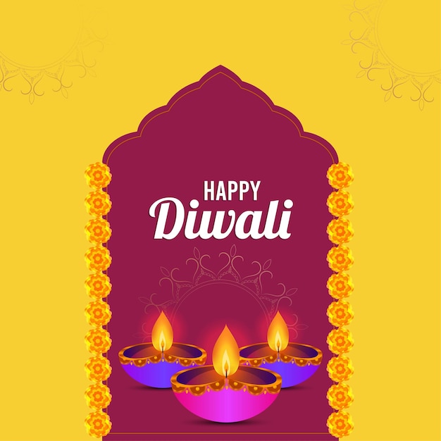 Vector Diwali Background Greeting Design voor de viering van het Indiase festival Diwali Gelukkige Diwali