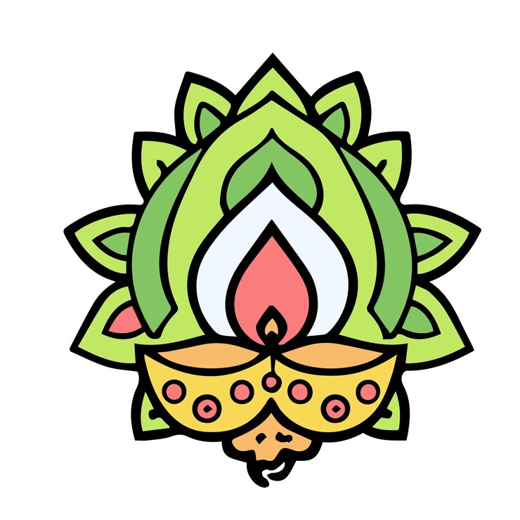 Vector vector diwali line color illustration icon