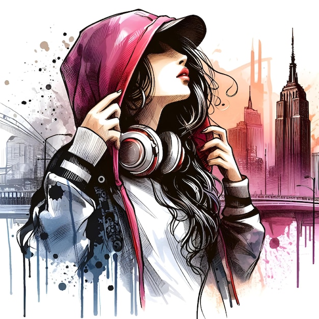 Vector dj hip hop dace met hood logo