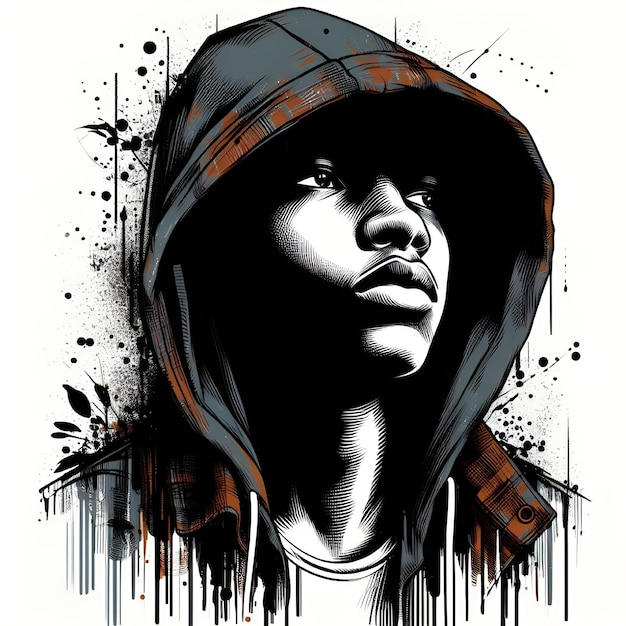 Vector vector dj hip hop dace with hood logo