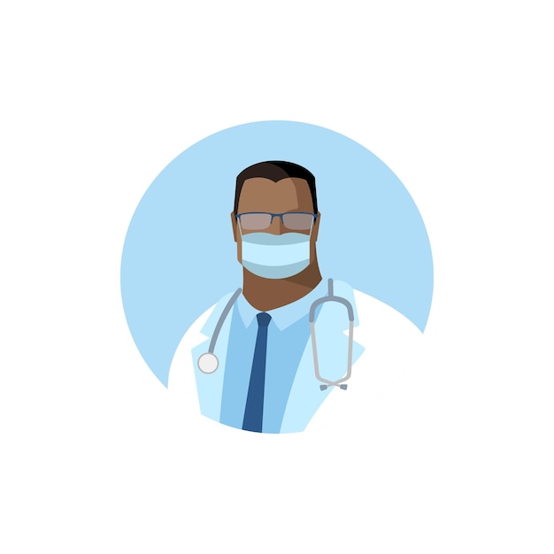 Vector doctor icon Image of a male doctor with a stethoscope in a white medical gown