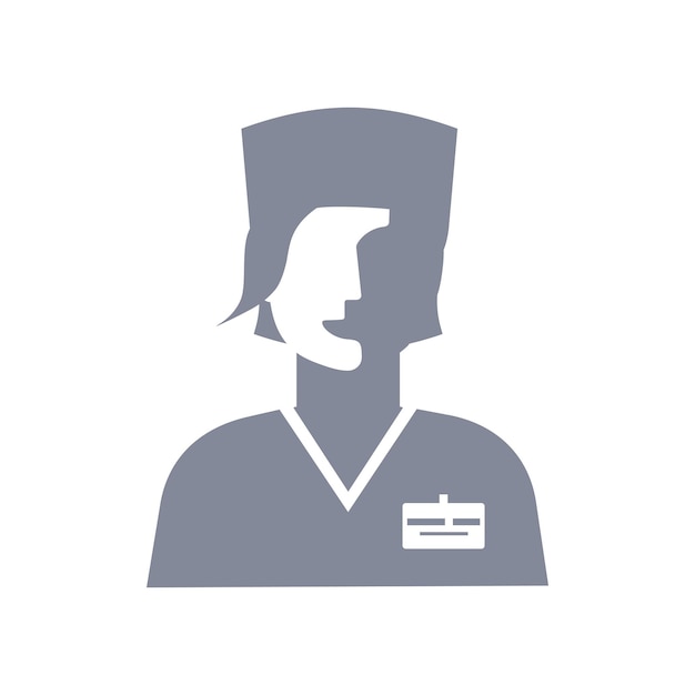 Значок векторного врача изображение женщины-врача в медицинской форме со значком