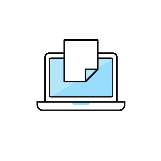 Vector Document and Laptop Flat Icon