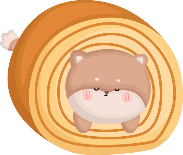 a vector of a dog in a cake roll