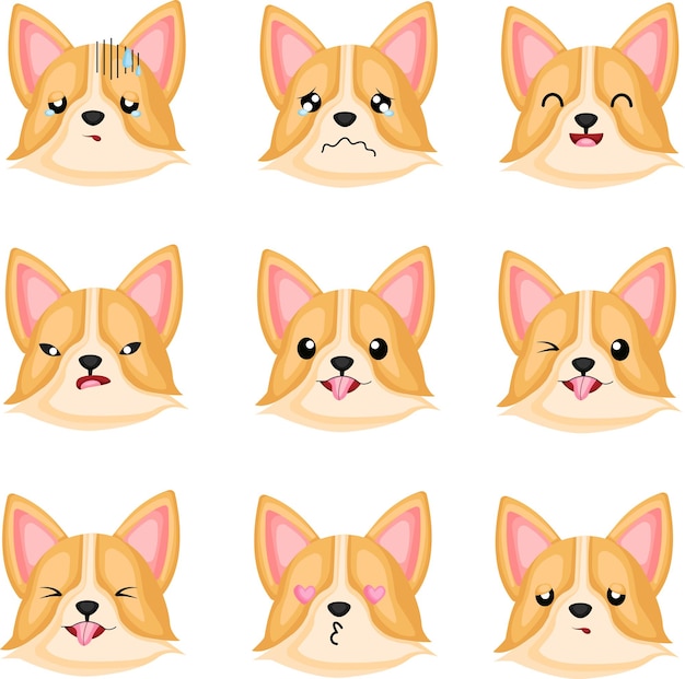 Vector dog emotion head