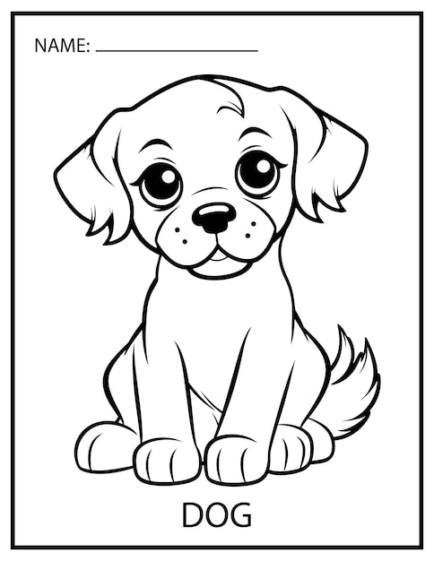 Pagina da colorare di illustrazioni vettoriali di cani per bambini