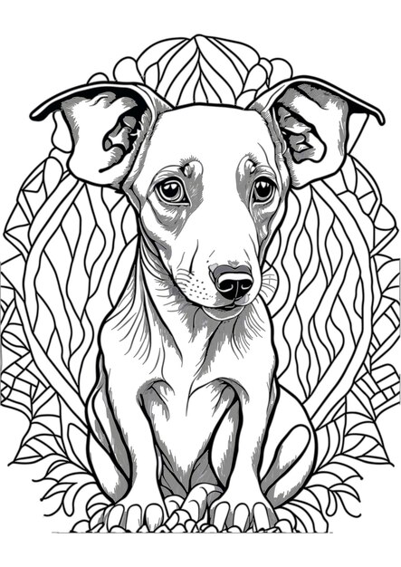 Vector dog outline coloring page coloring book illustration Whippet