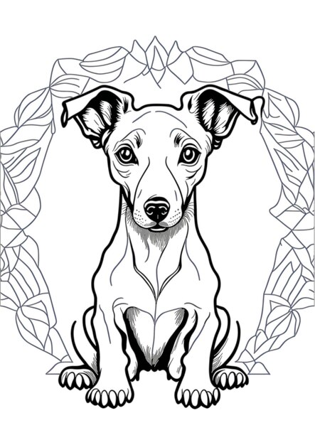 Vector dog outline coloring page coloring book illustration Whippet