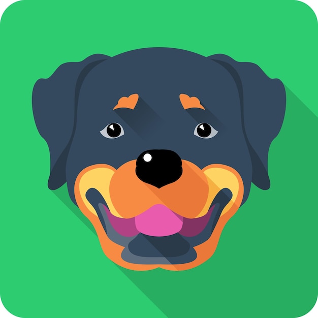 Vector dog rottweiler face icon flat design