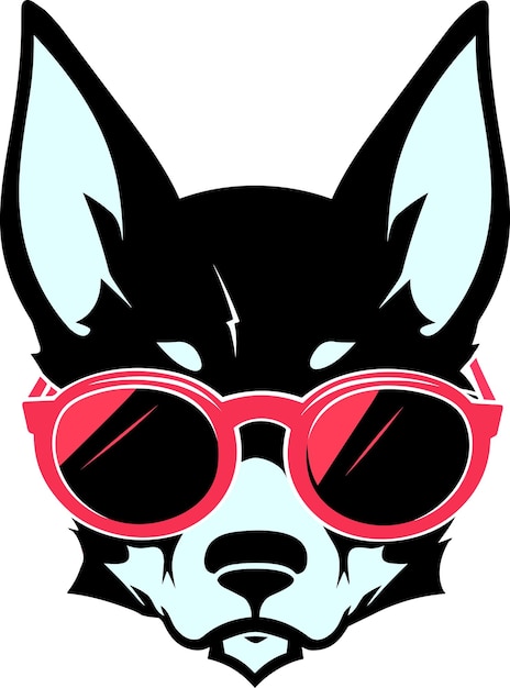 vector dog with sunglass cartoon illustration