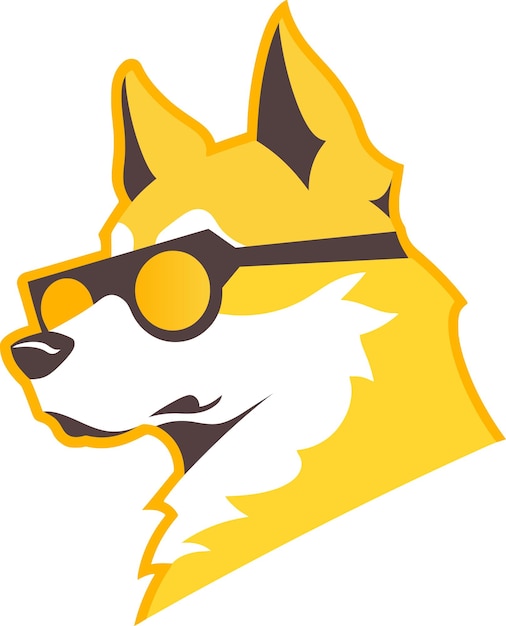 vector dog with sunglass cartoon illustration