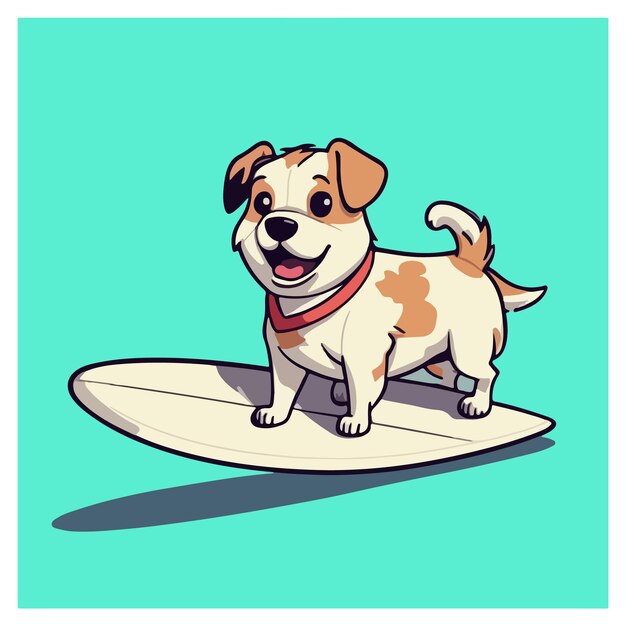 Vector vector doggy surfing in the beach