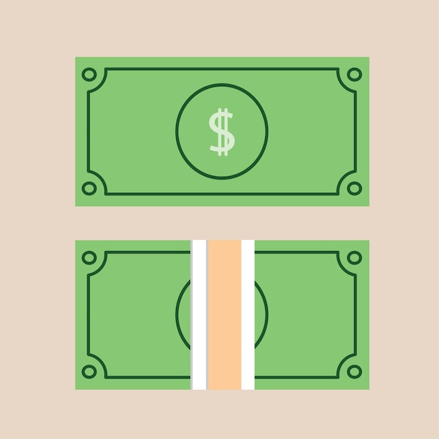 Vector of Dollar Money Paper Two Illustrations