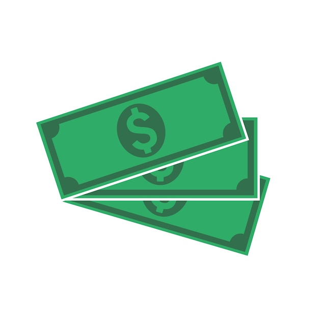 Vector dollarteken geld drie dollar pictogram dollarbiljet symbool vector illustratie