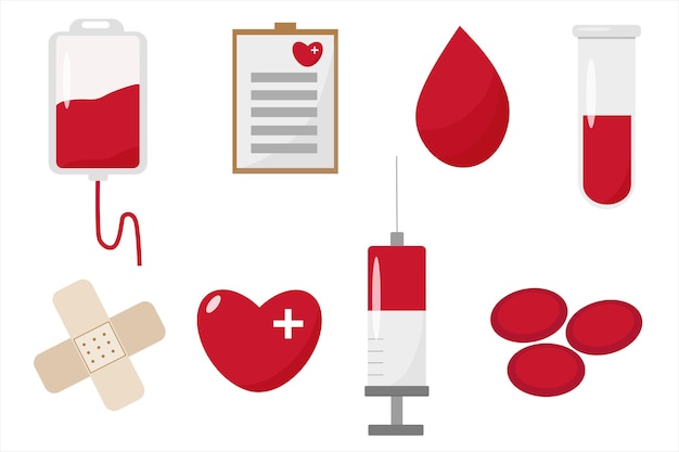 Vector vector donate clipart set plaster bandage blood drope syringe herat