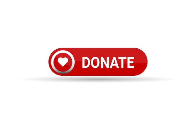 Vector donate heart red button in flat style vector flat illustration