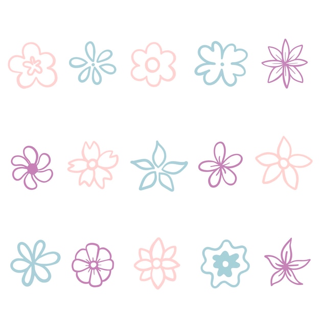 Vector vector doodle bloemen set