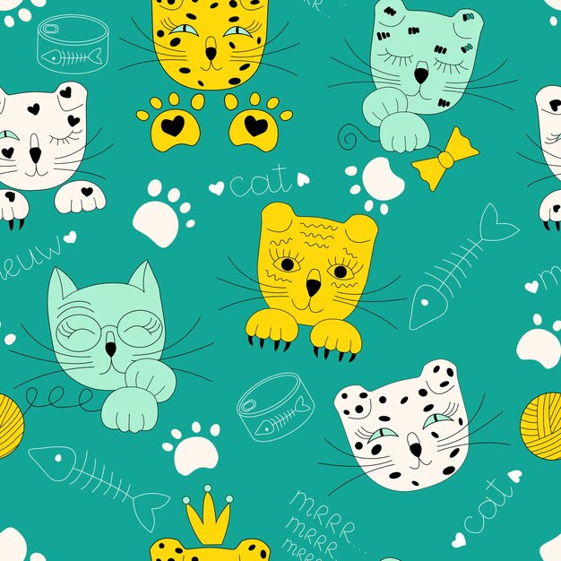 Vector doodle cats set