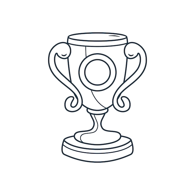 Coppa del trofeo del campione di doodle vettoriale della coppa del trofeo stile linea di schizzo dell'elemento disegnato a mano del vincitore